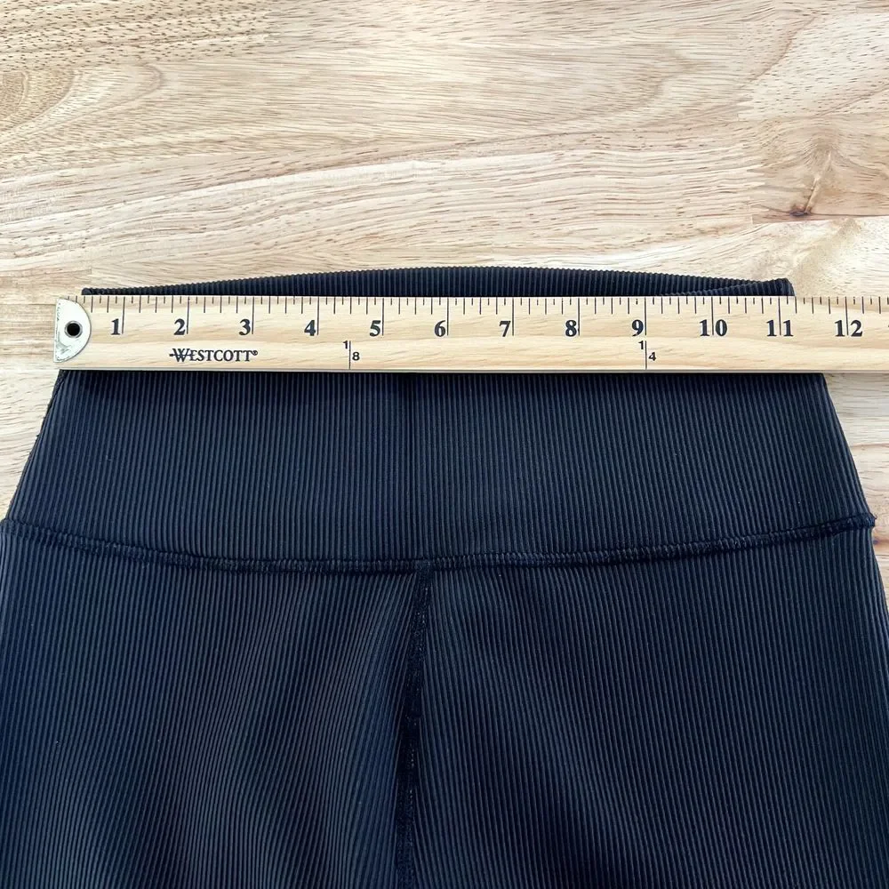 Meshki Ribbed‎ Leggings High Waisted Size S Black Activewear Stretch Gym Workout